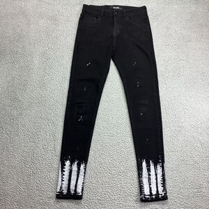 Mens Icon Amsterdam Jeans Black Denim Skinny‎ Slim Fit Straight Leg W30 x L30